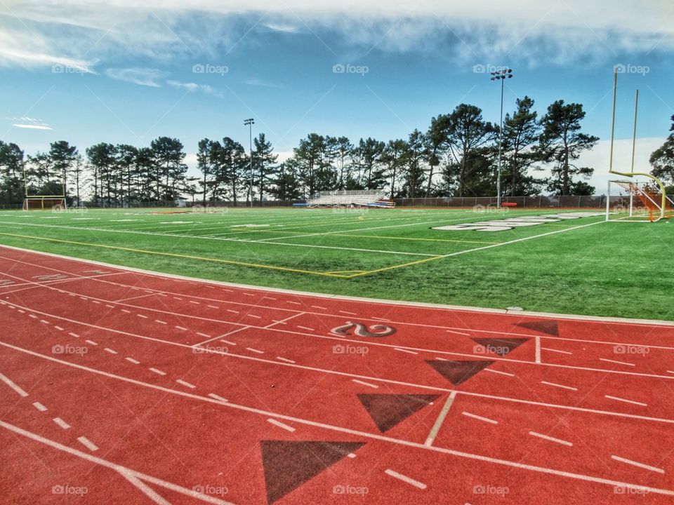 High School Football Field. Track And Field