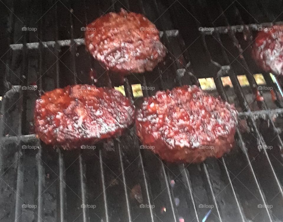 Angus burger on the grill