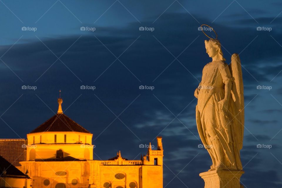 San Rafael statue on the roman bridge of Cordoba