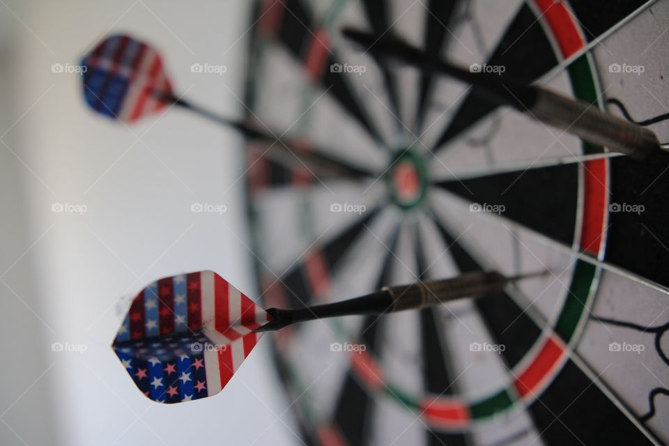 Dartboard and target in blur