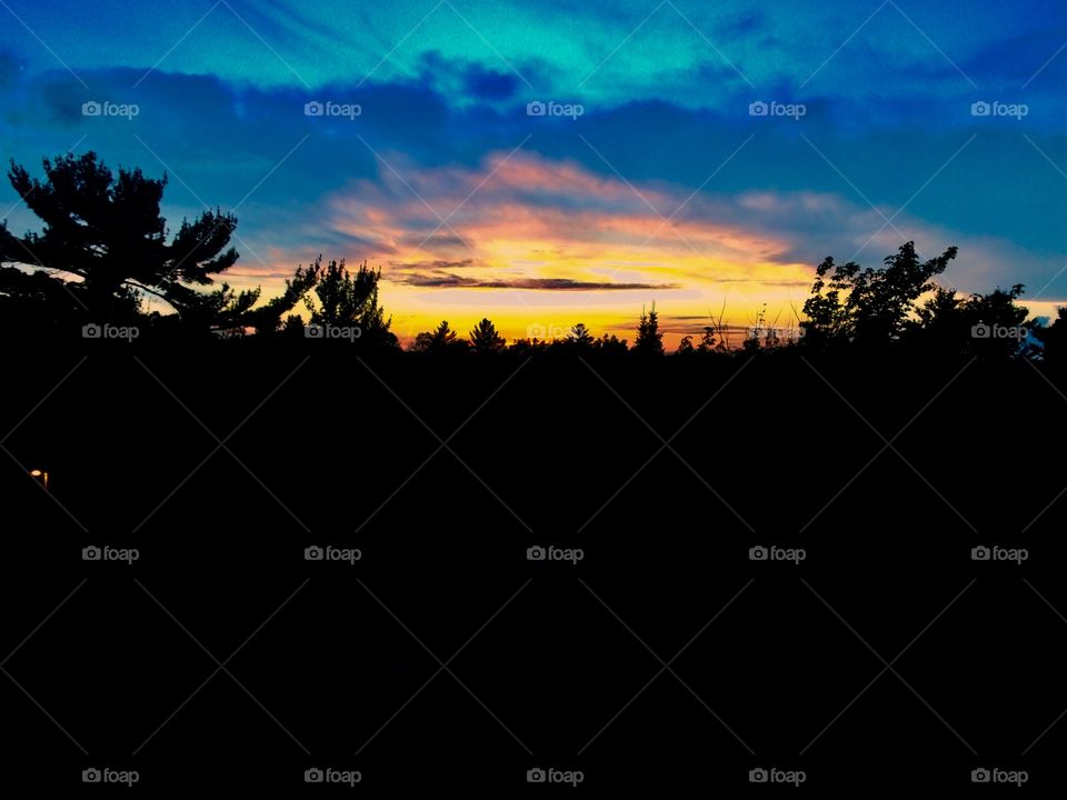 Sunset over the horizon in Northern Lower Michigan