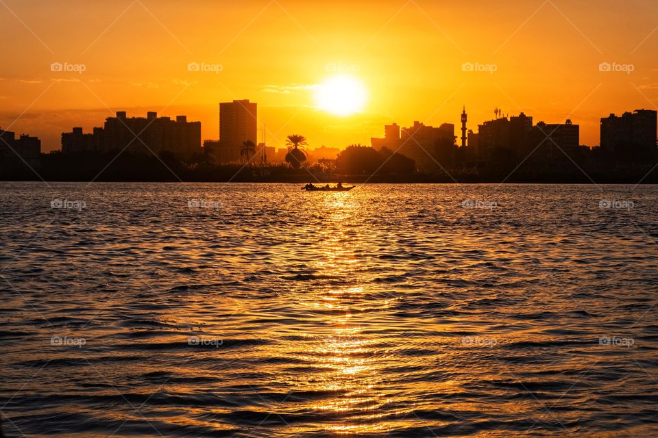 Romantic Sunset moment in Nile river at Kairo Egypt