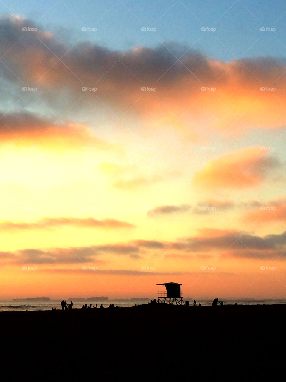 Winter Sunset . Winter Sunset in Huntington Beach, California 