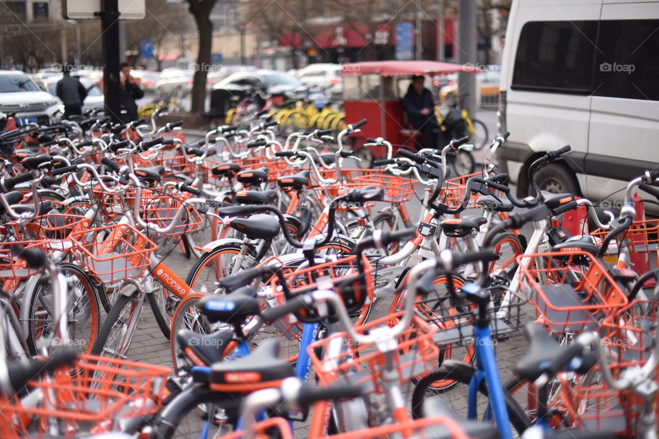 china, Beijing,, bike, for rent, to nuch, chaos