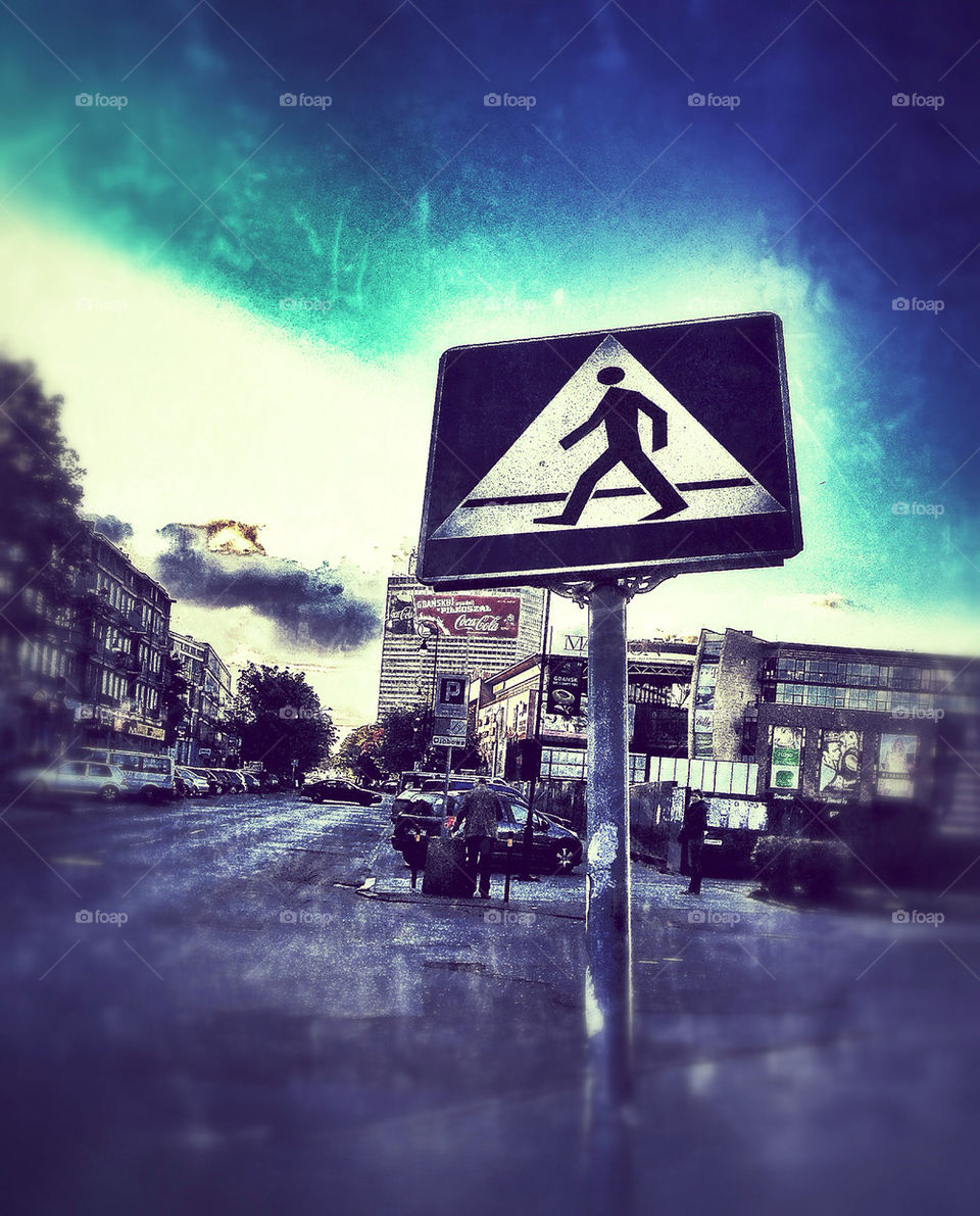 street sign poland grunge by penguincody