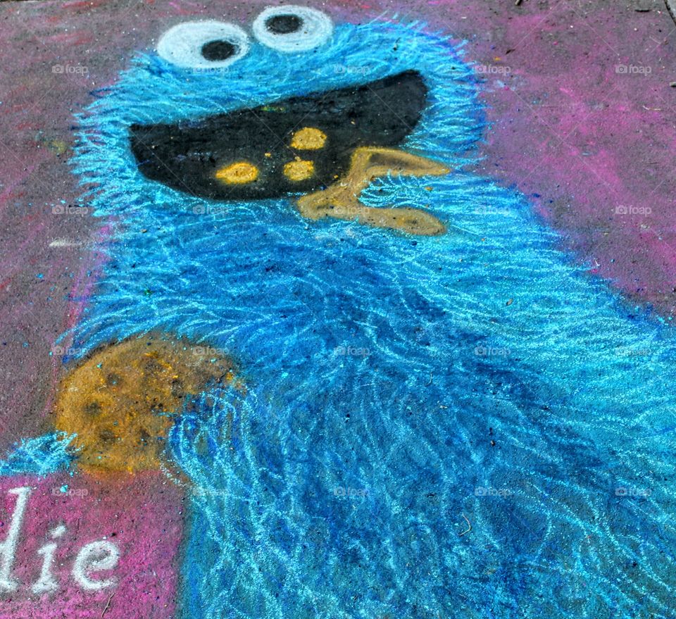 cookie monster chalk art