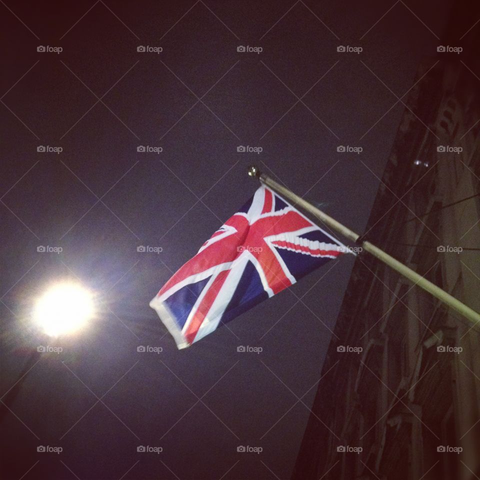 British flag at night. 