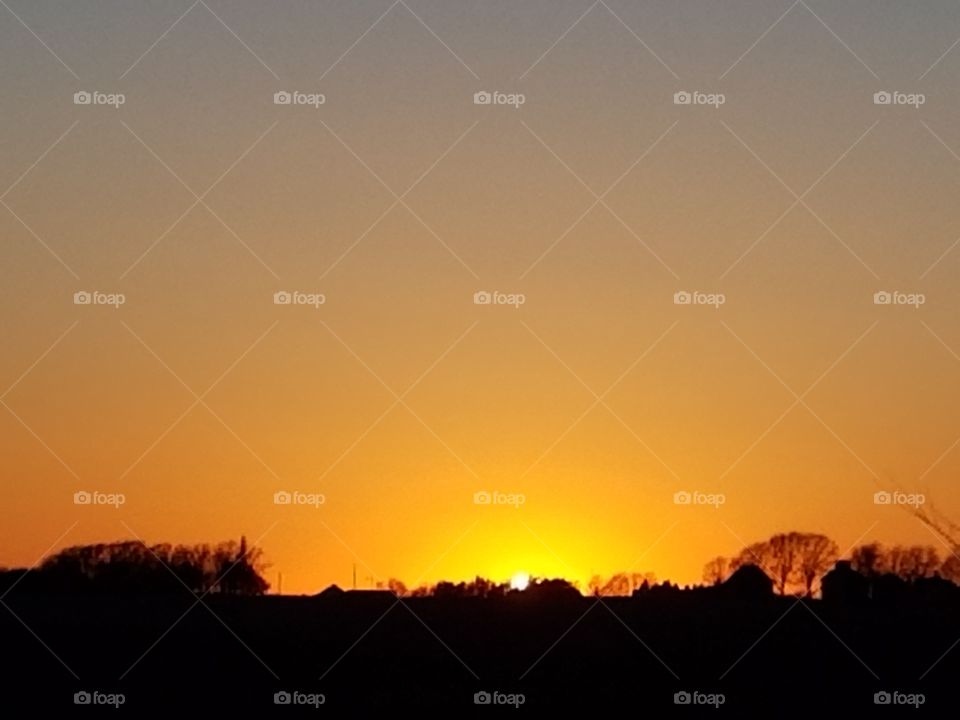 sunset Iowa farm