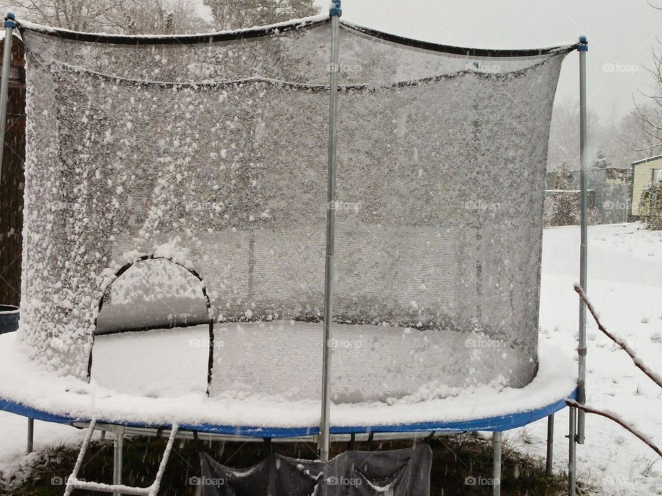 iced trampoline. just snow shots
