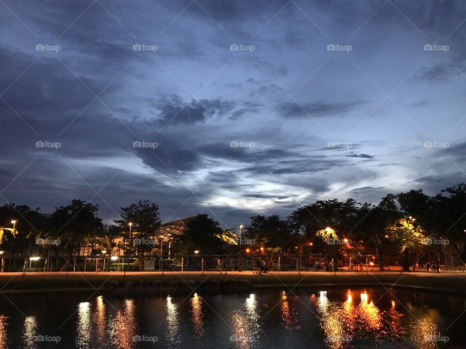 Running for health when sunset at Mahidol university