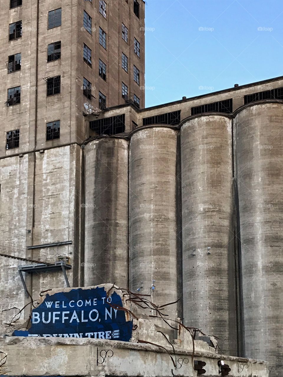 Old grain silos at river works buffalo ny