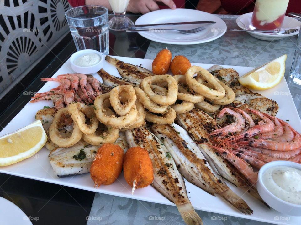 Various plate of fishes.