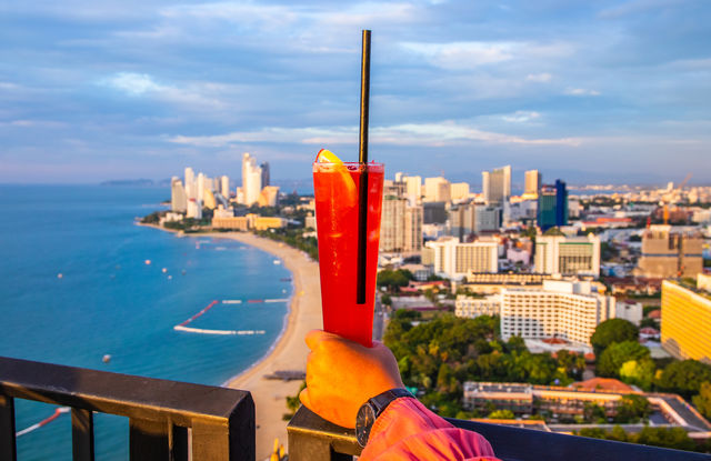 one Singapore Sling Cocktail at a rooftop bar in Thailand Southeast Asia