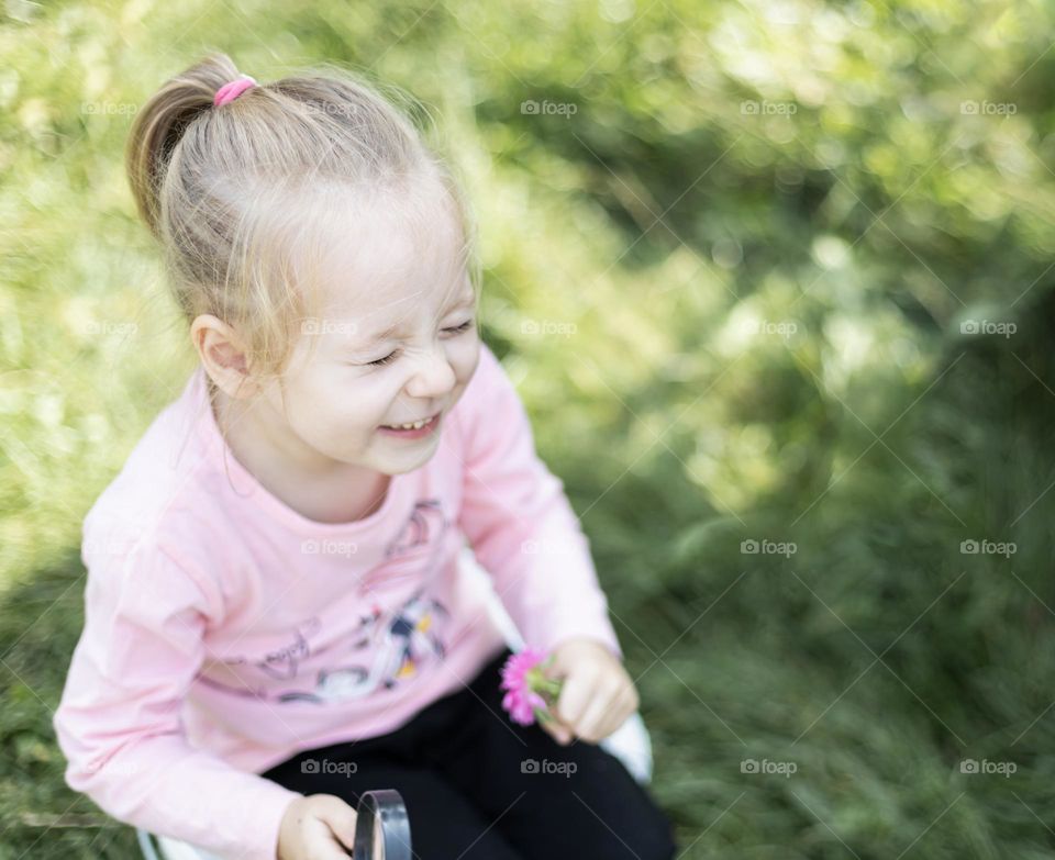 Little child laughing.
