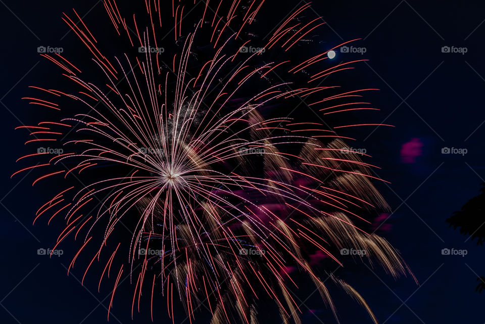 Fireworks in the sky on the Fourth of July in Brookfield Wisconsin