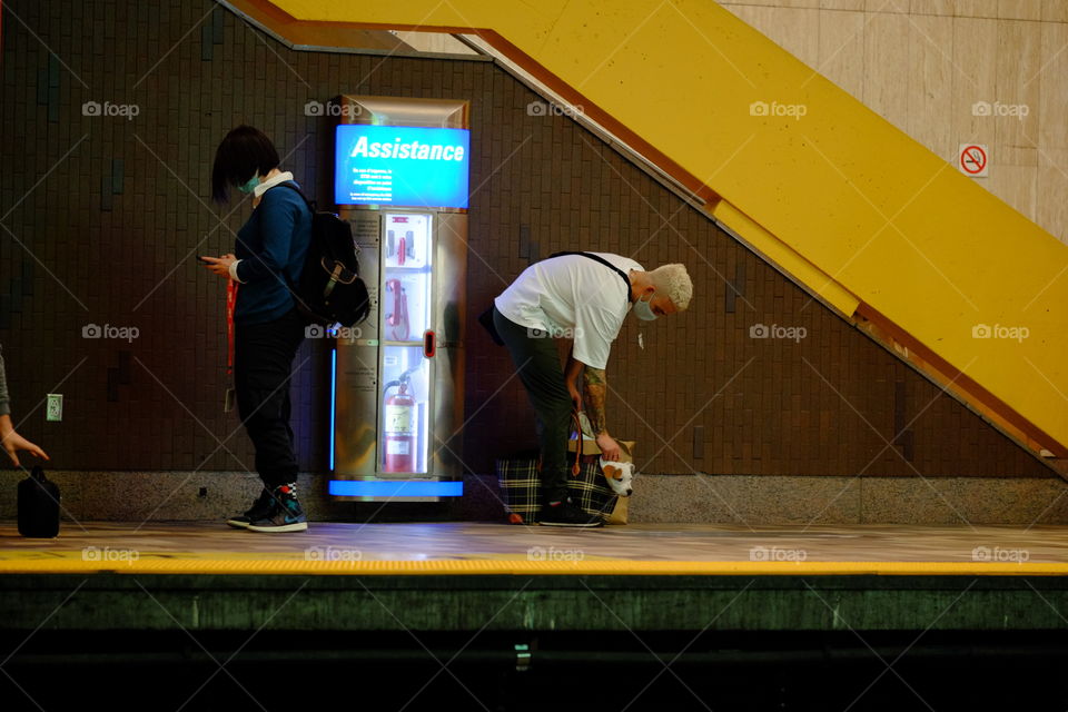 At the metro station 