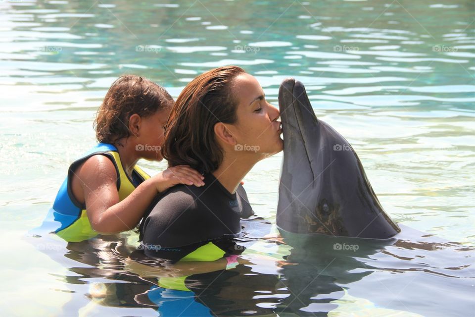 Swimming with dolphin