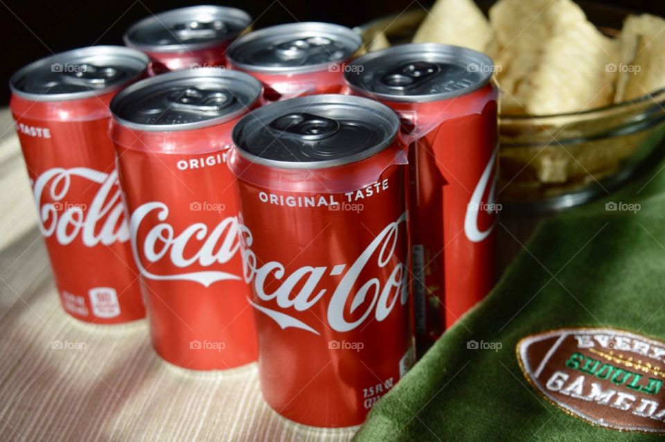 Coca-Cola on game day with tortilla chips and salsa