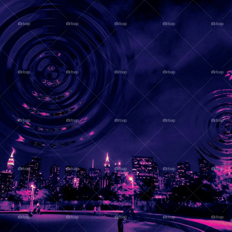 Manhattan Cityscape taken from piers at Long Island City, New York