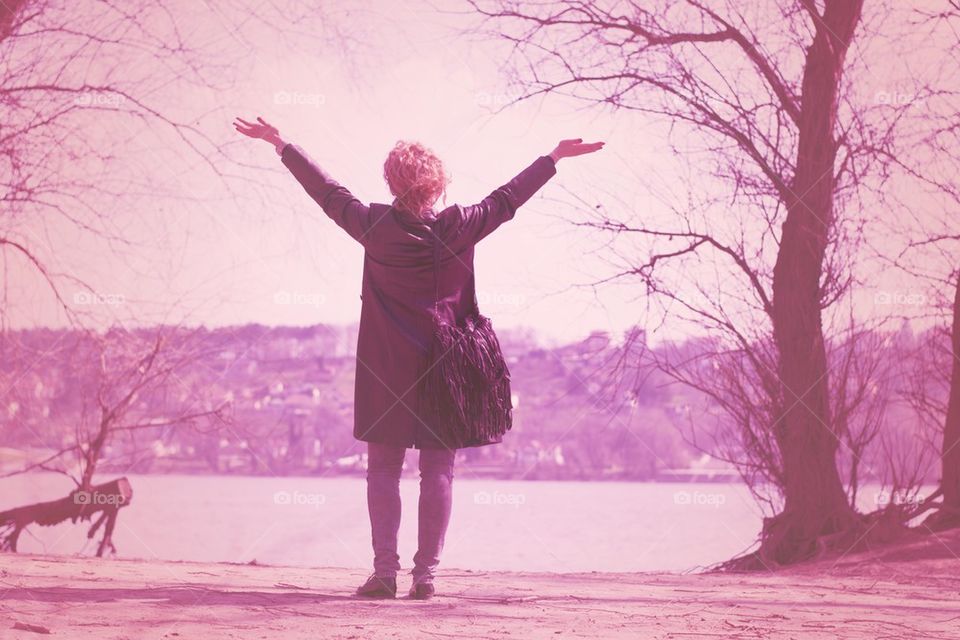 woman enjoying spring sun