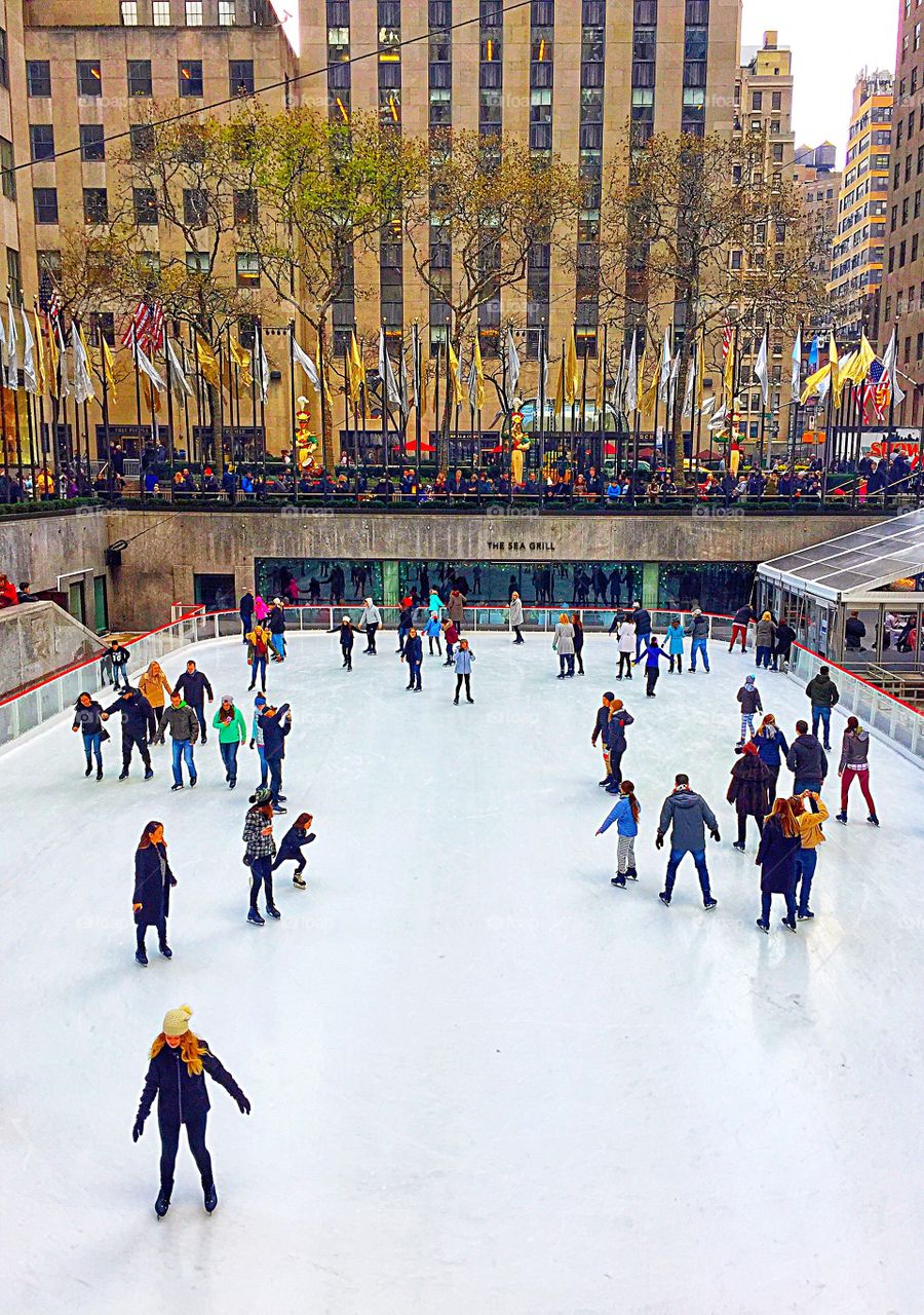 People of all ages enjoy a fun-filled winter afternoon of ice-skating at Rockefeller Center! 