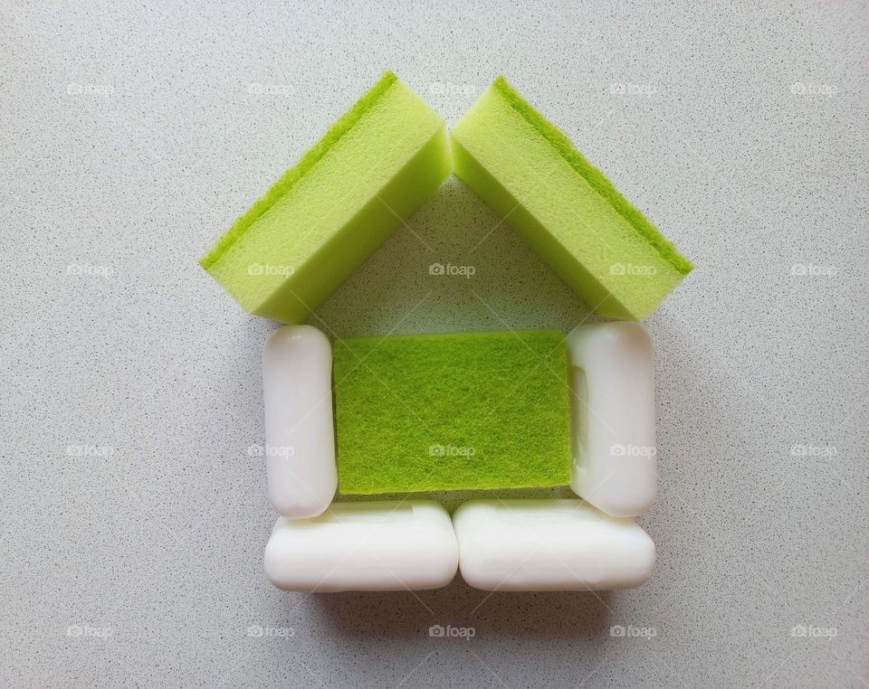 sponge house and soap.