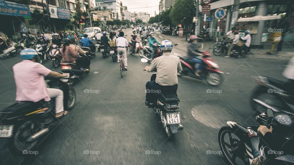 Motorbike crossroads Vietnam