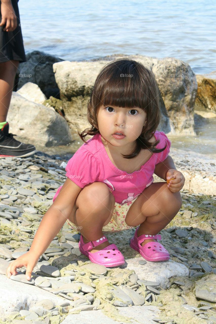 Close-up of a cute girl at beach