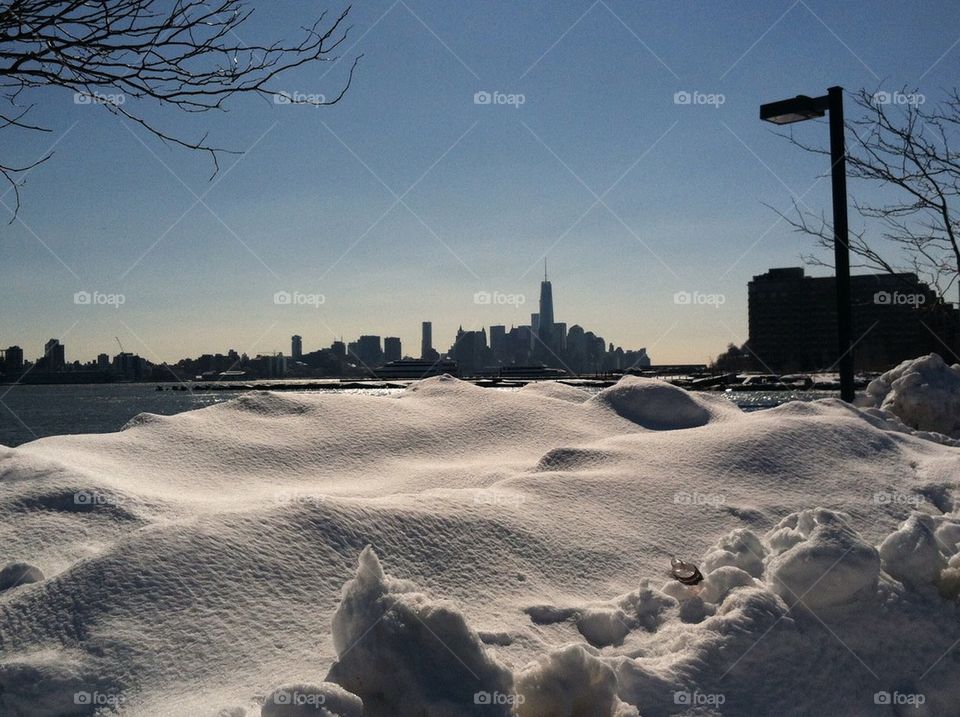 New York snow skyline
