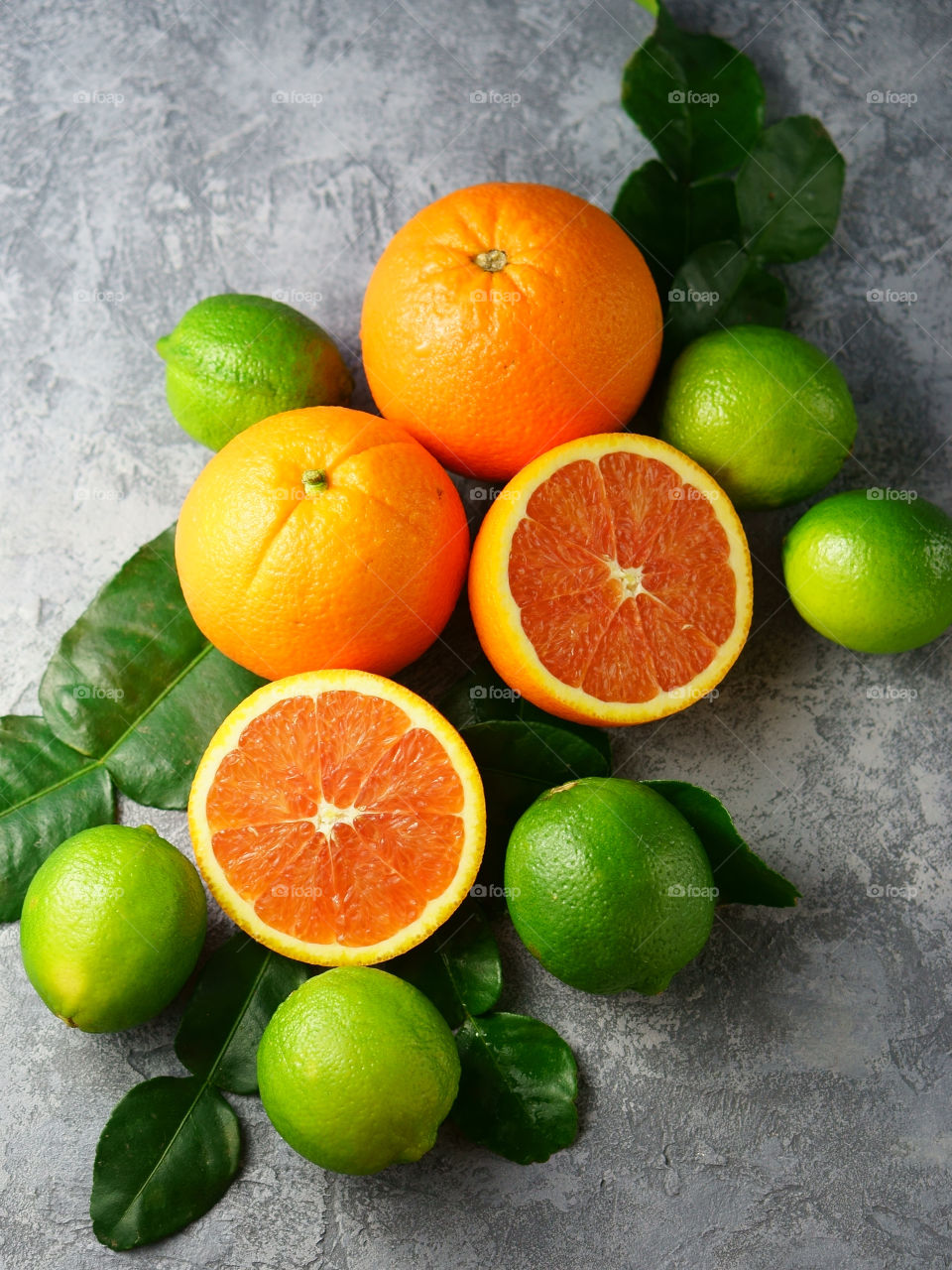 different citruses flatlay