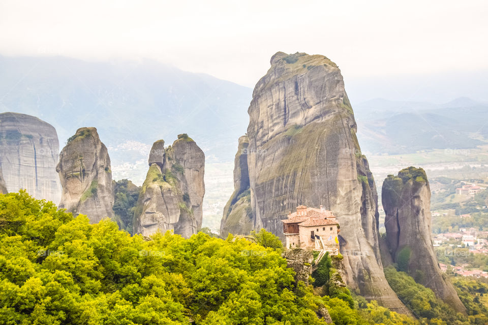 View Of Meteora Monastery In Greece
