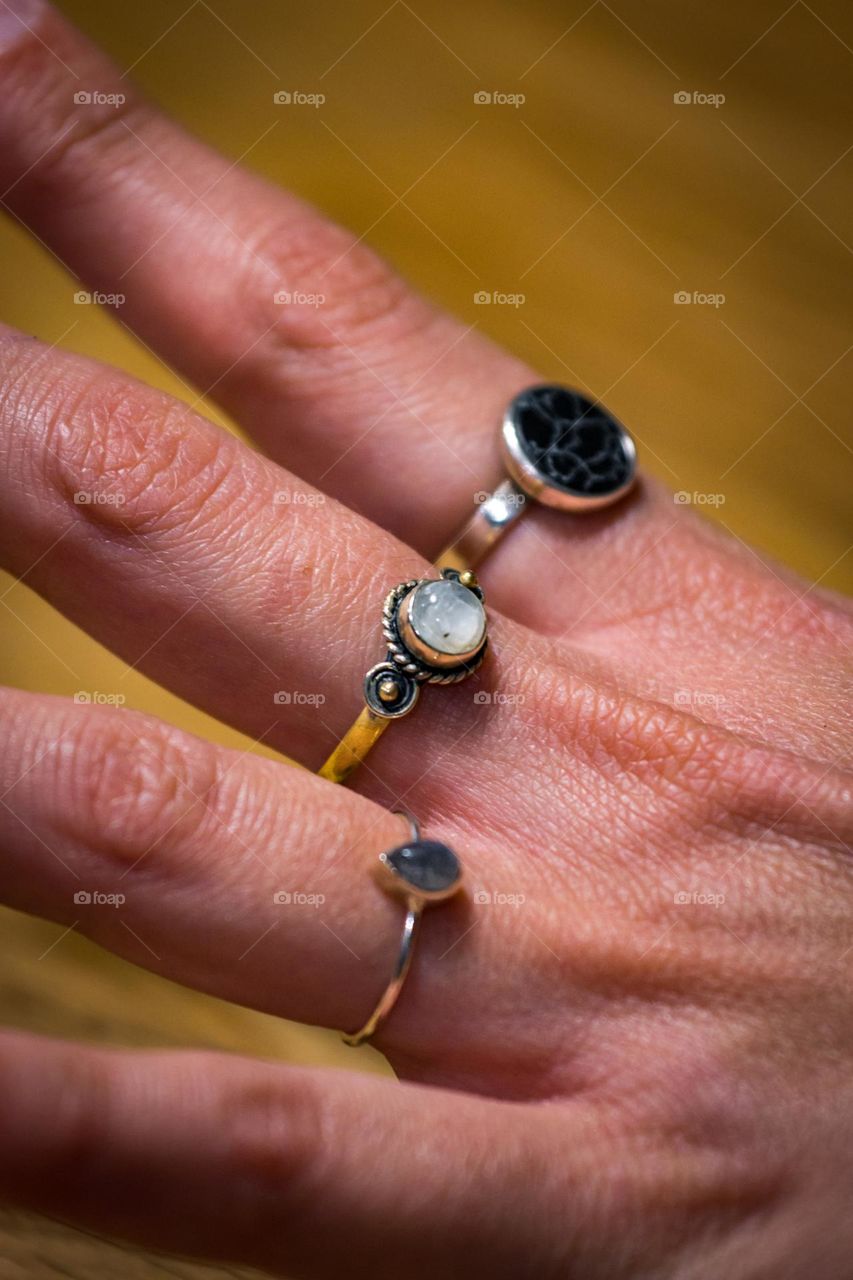 Rings in a woman hand