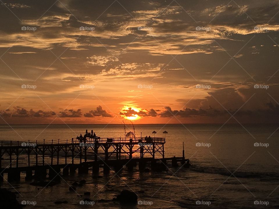 Sunset over ocean in Indonesia 
