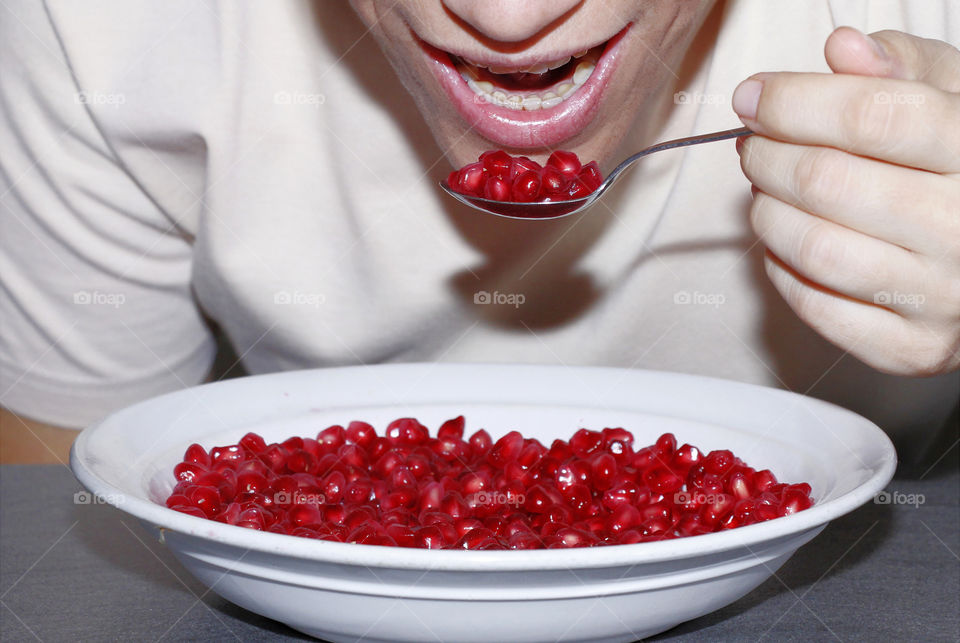 Enjoying the pomegranate