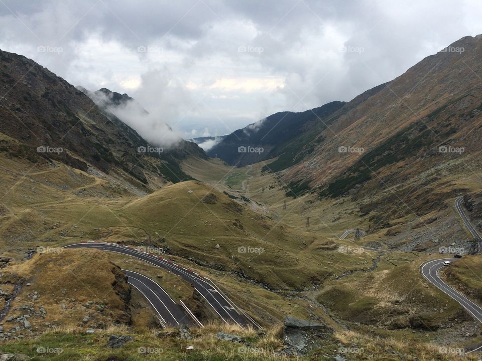 High angle view of mountain range