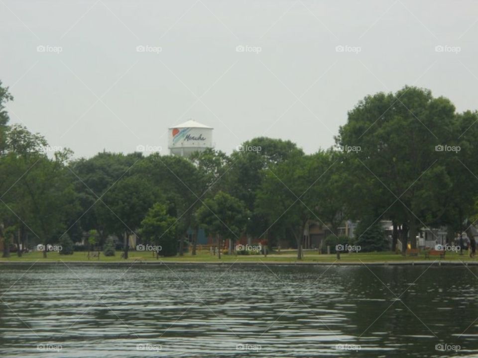 lake with water tower 