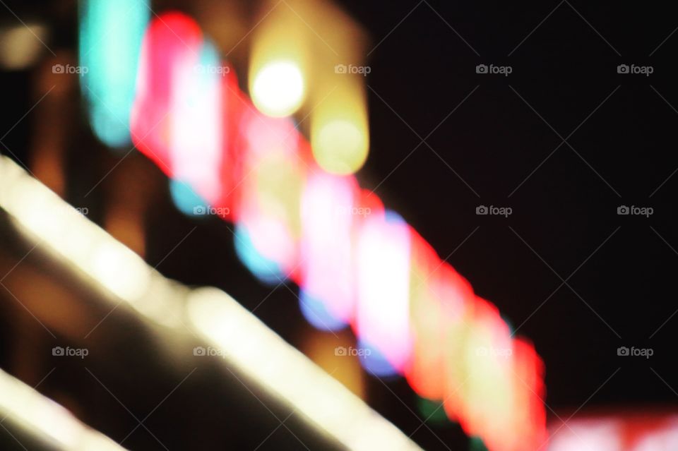 Blurry street lights in Shanghai, China.