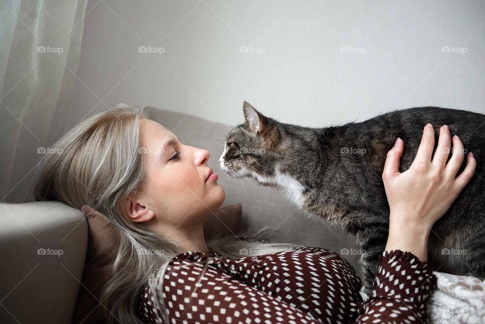 Woman and cat