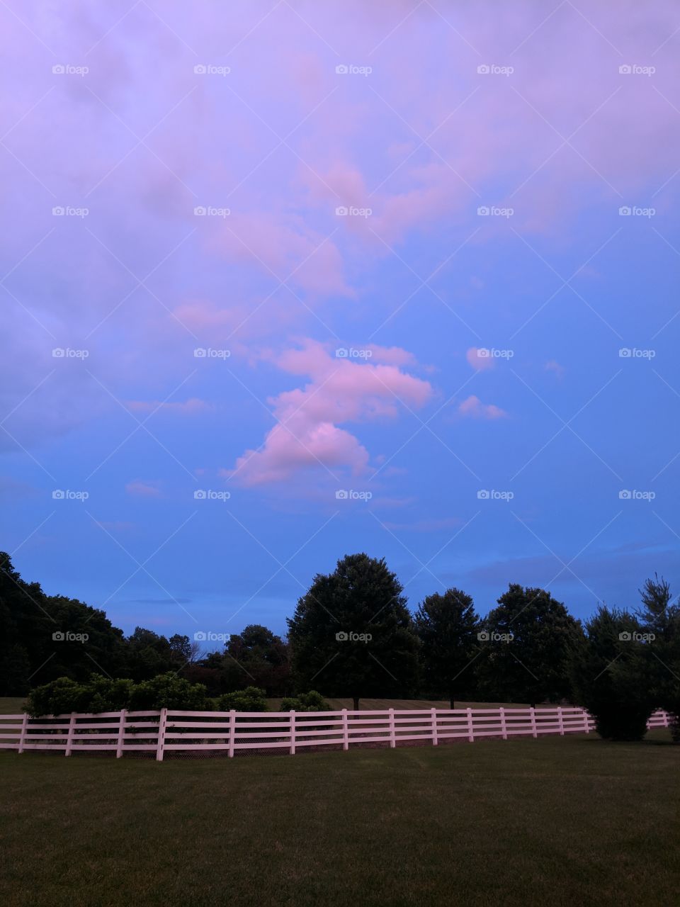 blue sky pink clouds