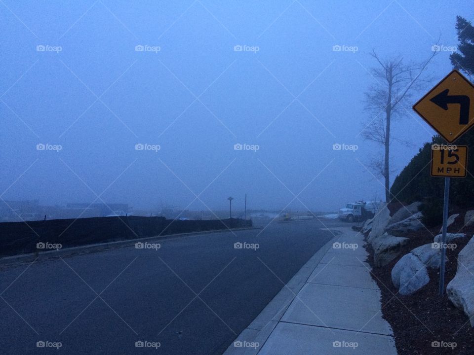 A street in fog and mist