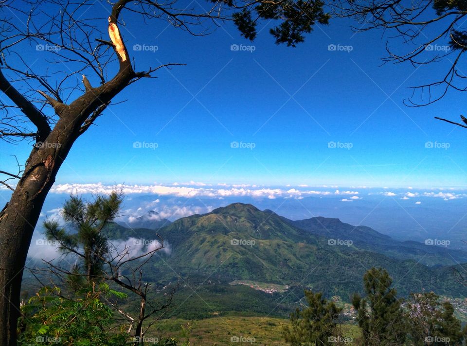 Hijaunya dan birunya pemandangan dijepret dari Gunung Lawu