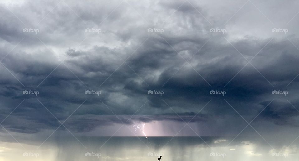 Grand Canyon storm. Whilst in a car park at the Grand Canyon I managed to get a photo of a lightning strike with a wind dial of a goat 