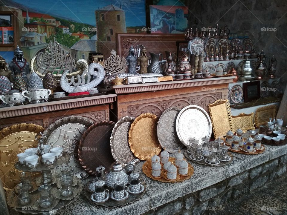 Mostar souvenir market.