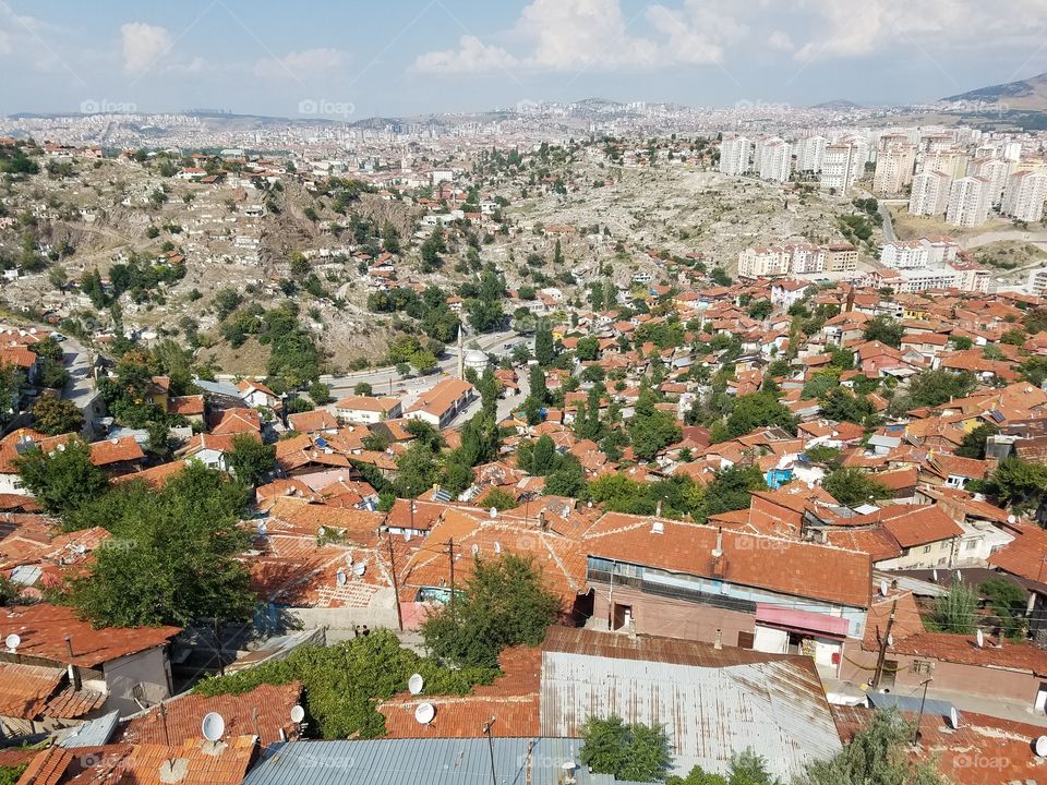 a view from the top of the ankara castle in Turkey