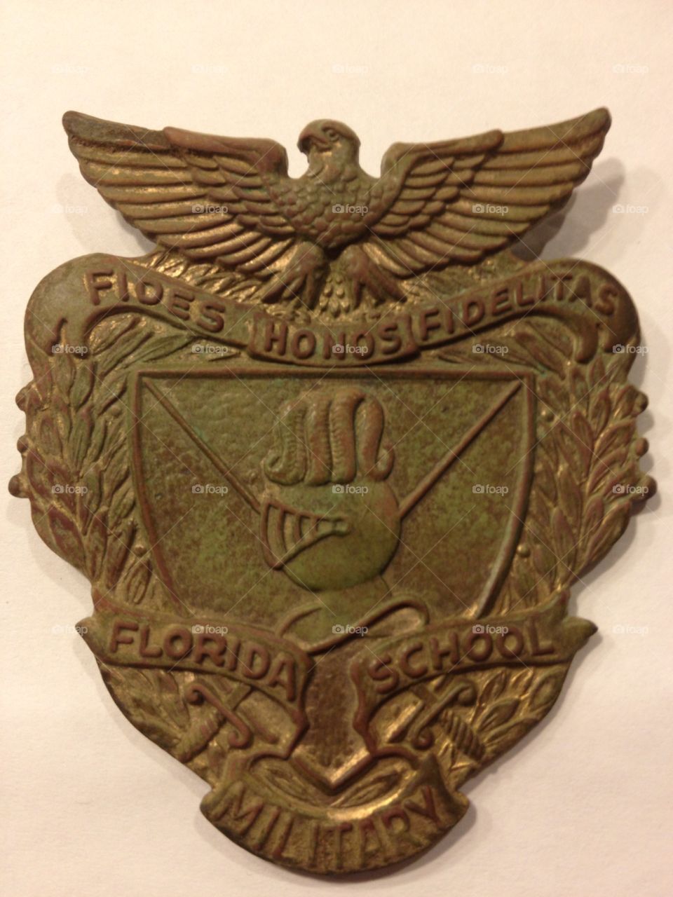 Antique Florida military academy school badge / pin found while metal detecting in Texas. 