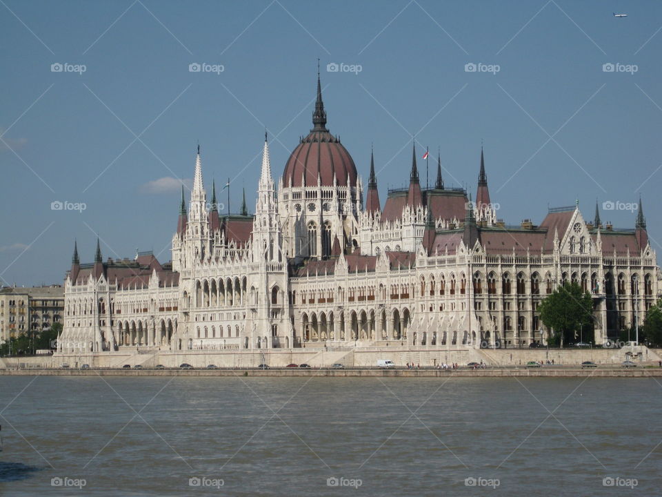 Hungarian parliament from a bridge over the river