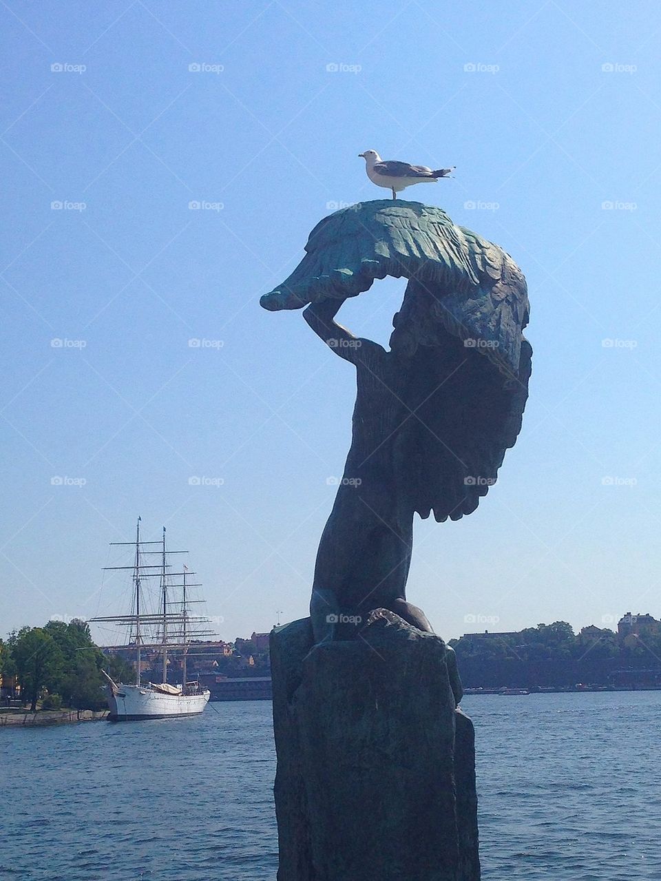 Bird on statue