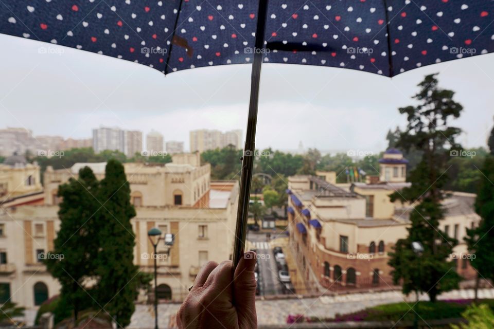 View from under an umbrella showing the rain in Spain ... such a dull dark wet day but this was a reunion trip of old school friends  and we had such a laugh that the rain didn’t spoil it .. Don’t mention the shoes ...☔️