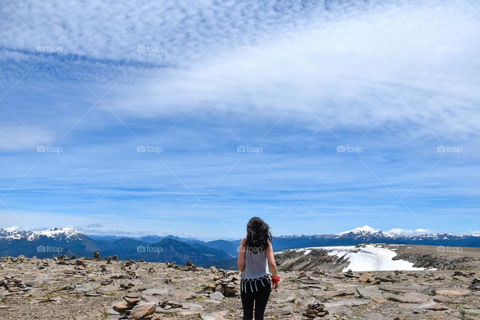 Woman continue forward in a hike 