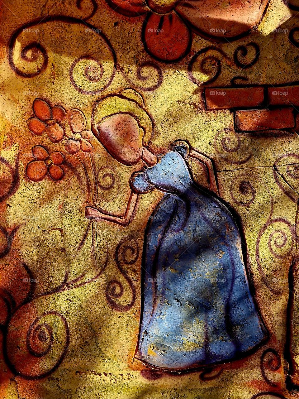 colored painting on the wall